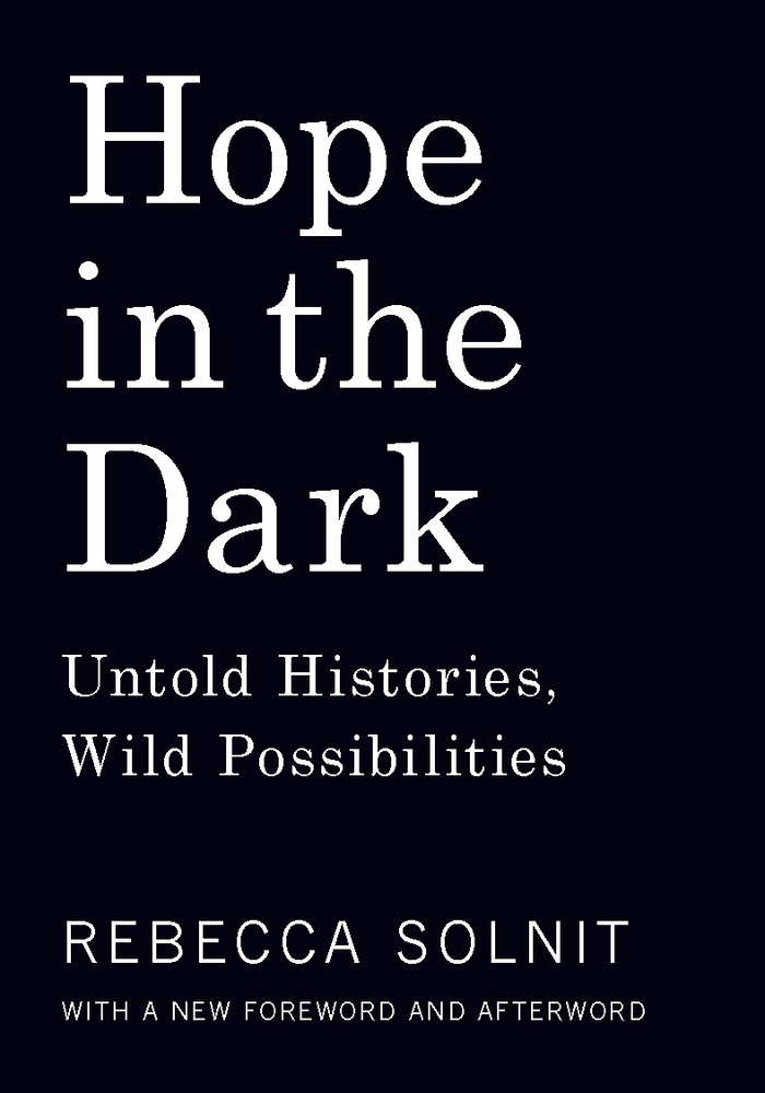 Book cover for Hope in the Dark by Rebecca Solnit.