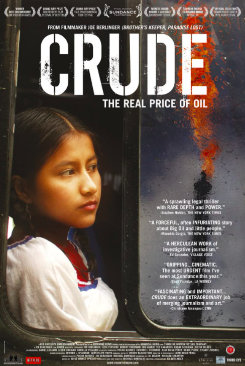 The official movie poster for Crude: The Real Price of Oil.