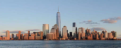 A photo of the Lower Manhattan skyline as seen from New Jersey in 2014.