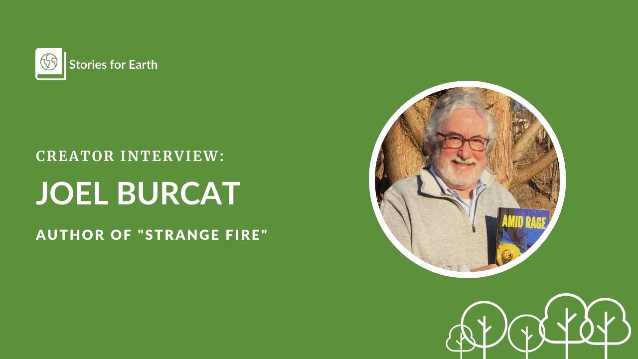 A banner image showing the text "Joel Burcat, Author of Strange Fire" next to a photo of Joel.